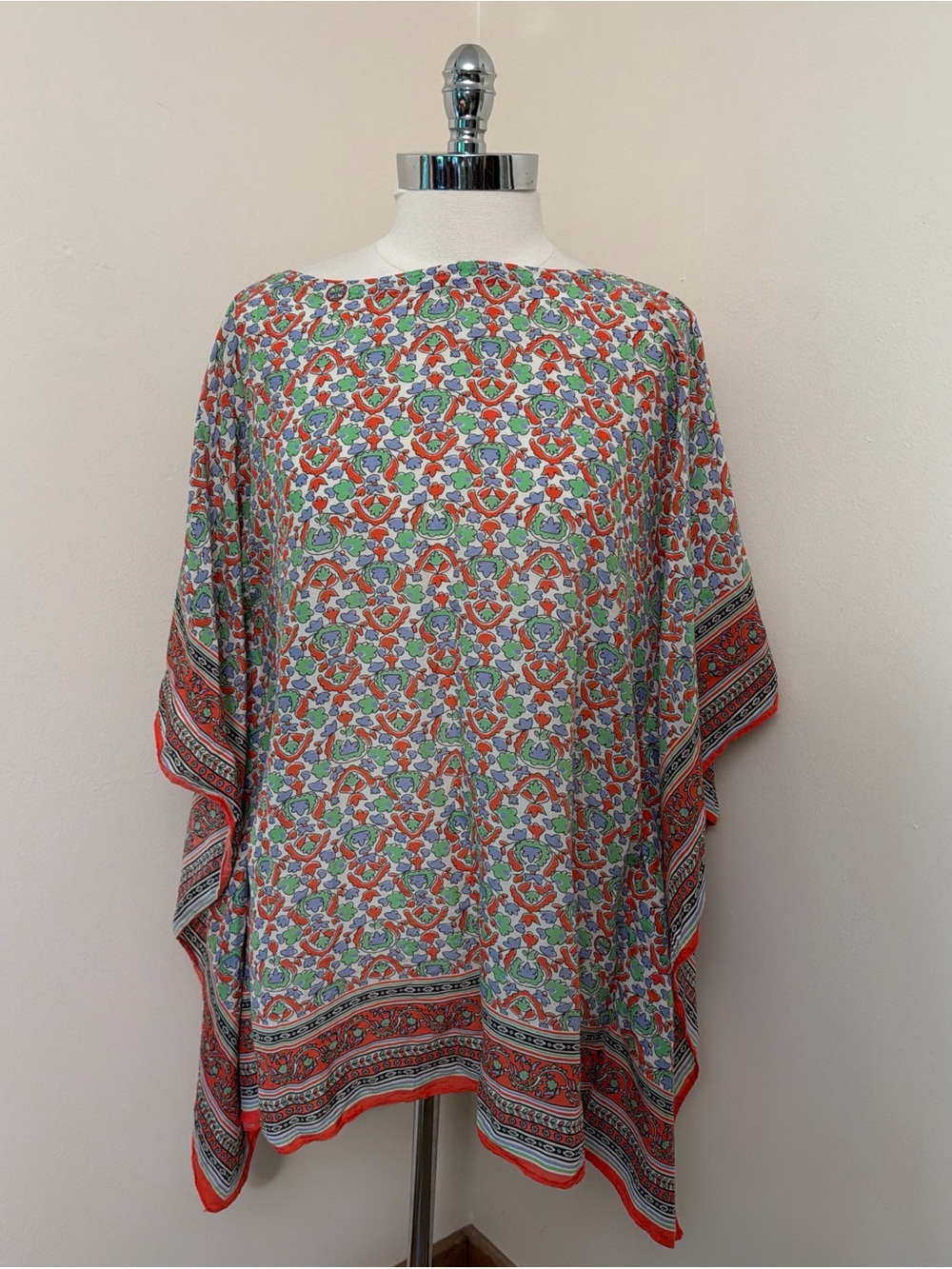Tory Burch Beach Cotton Silk Blend Scarf Caftan Top M/L *mended
